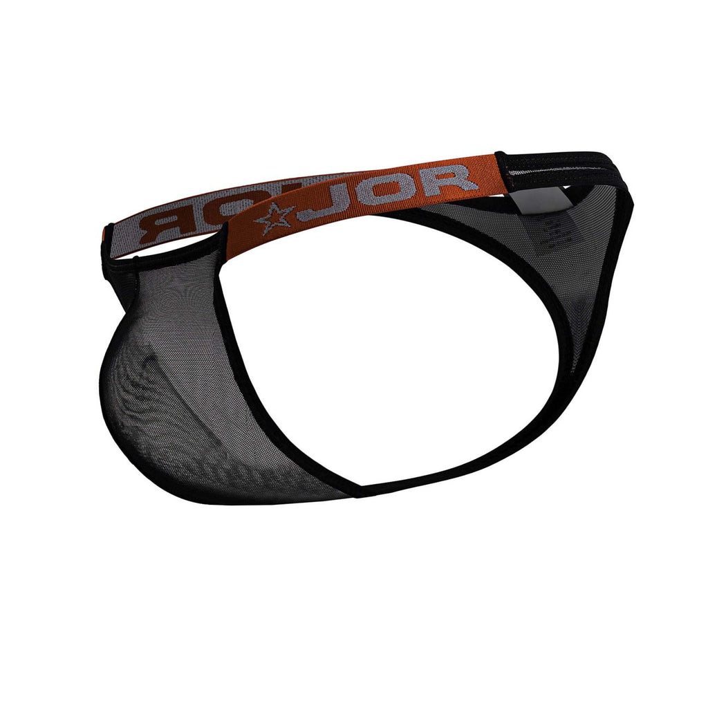 Black Jor Frost Thong by CITYBOYZ★USA made of sheer mesh fabric, featuring a comfortable and minimal design.
