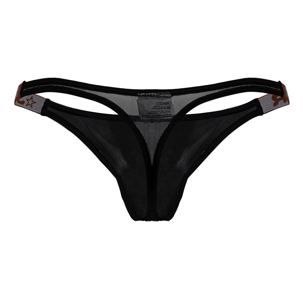 Black Jor Frost Thong by CITYBOYZ★USA featuring sheer mesh fabric and comfortable fit, shown on a model.
