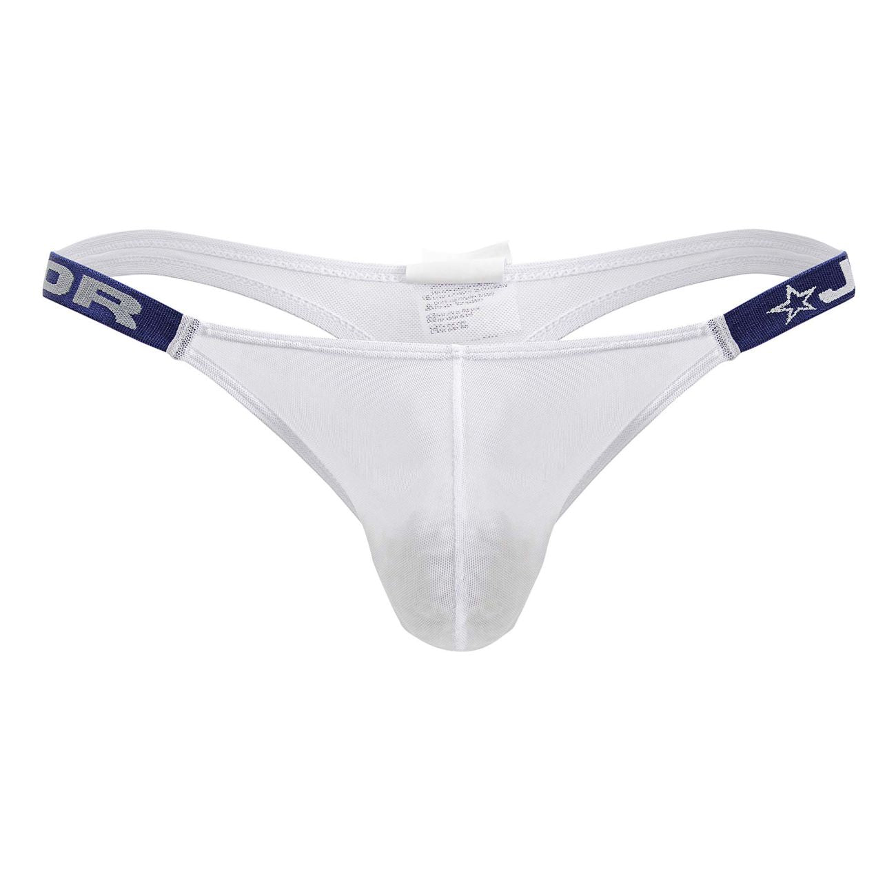White Jor Frost Sheer Mesh Thong by CITYBOYZ★USA displayed on a model, highlighting lightweight, comfortable design.