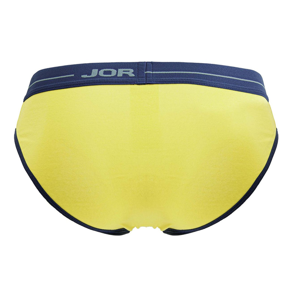 Yellow Jor Astra Brief by CITYBOYZ★USA, stylish men's underwear with comfortable fit, shown on a model.