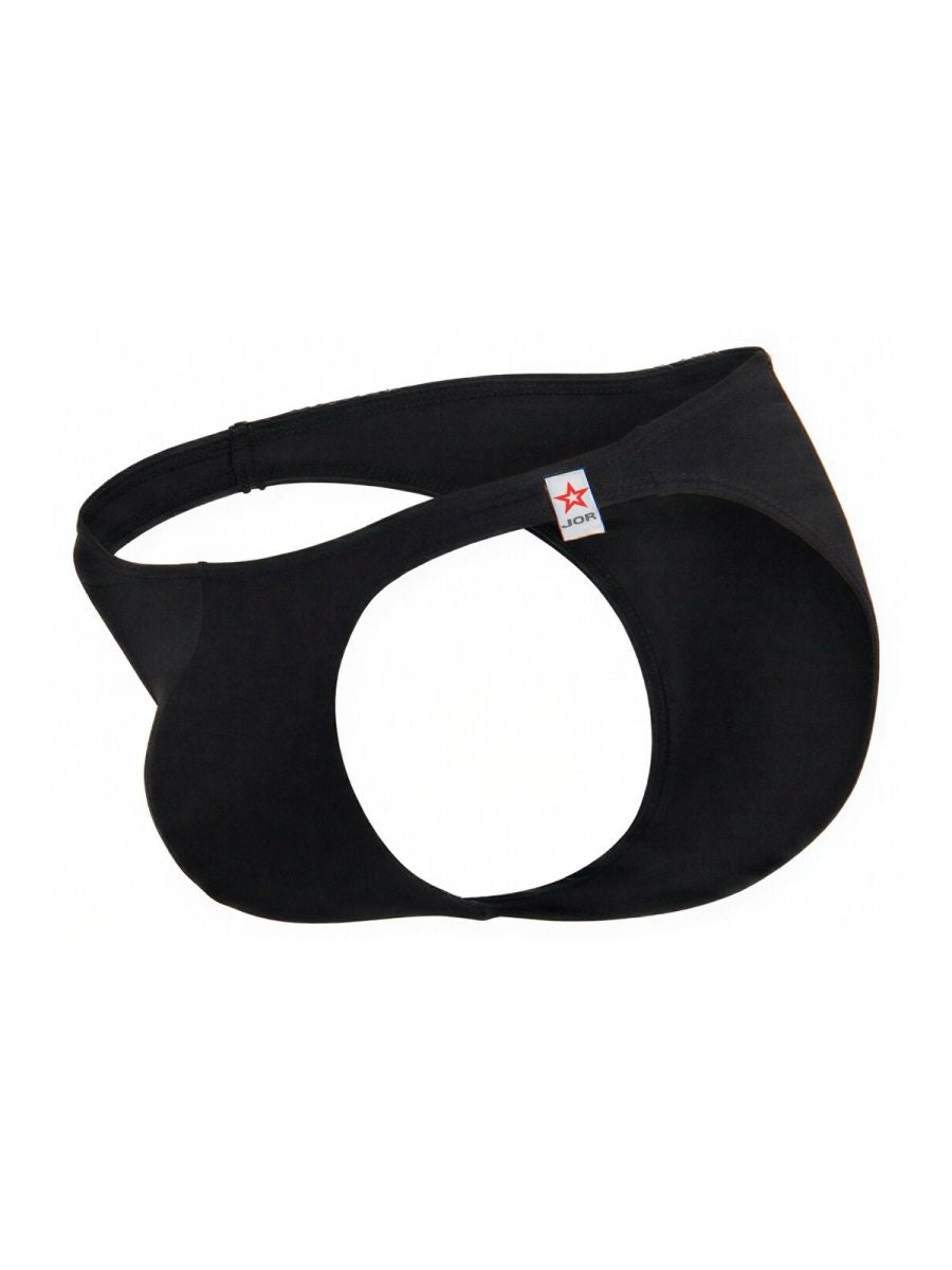 Black CITYBOYZ USA Jor Travel Swim Brief 2273 bikini laid flat showing its sleek design and comfortable fit.