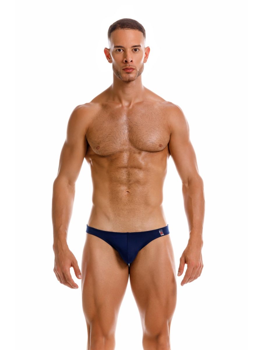 Blue CITYBOYZ USA Jor Travel Swim Brief 2273 bikini with comfortable fit and stylish design, displayed on a mannequin.