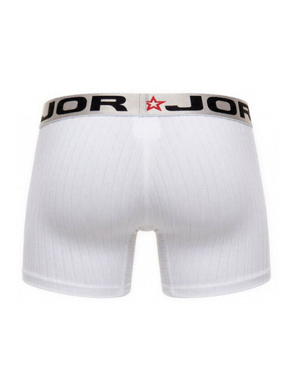 White Jor Cronos Boxer Brief by CITYBOYZ★USA, showing a close-up of the comfortable, fitted waistband and smooth fabric.