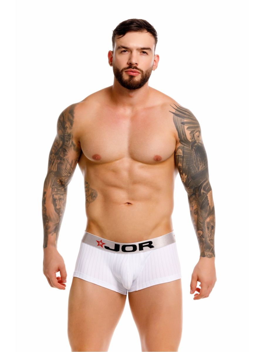 White Jor Cronos Trunk 2330 boxer brief by CITYBOYZ USA featuring a snug fit and comfortable waistband, laid flat on a white background.