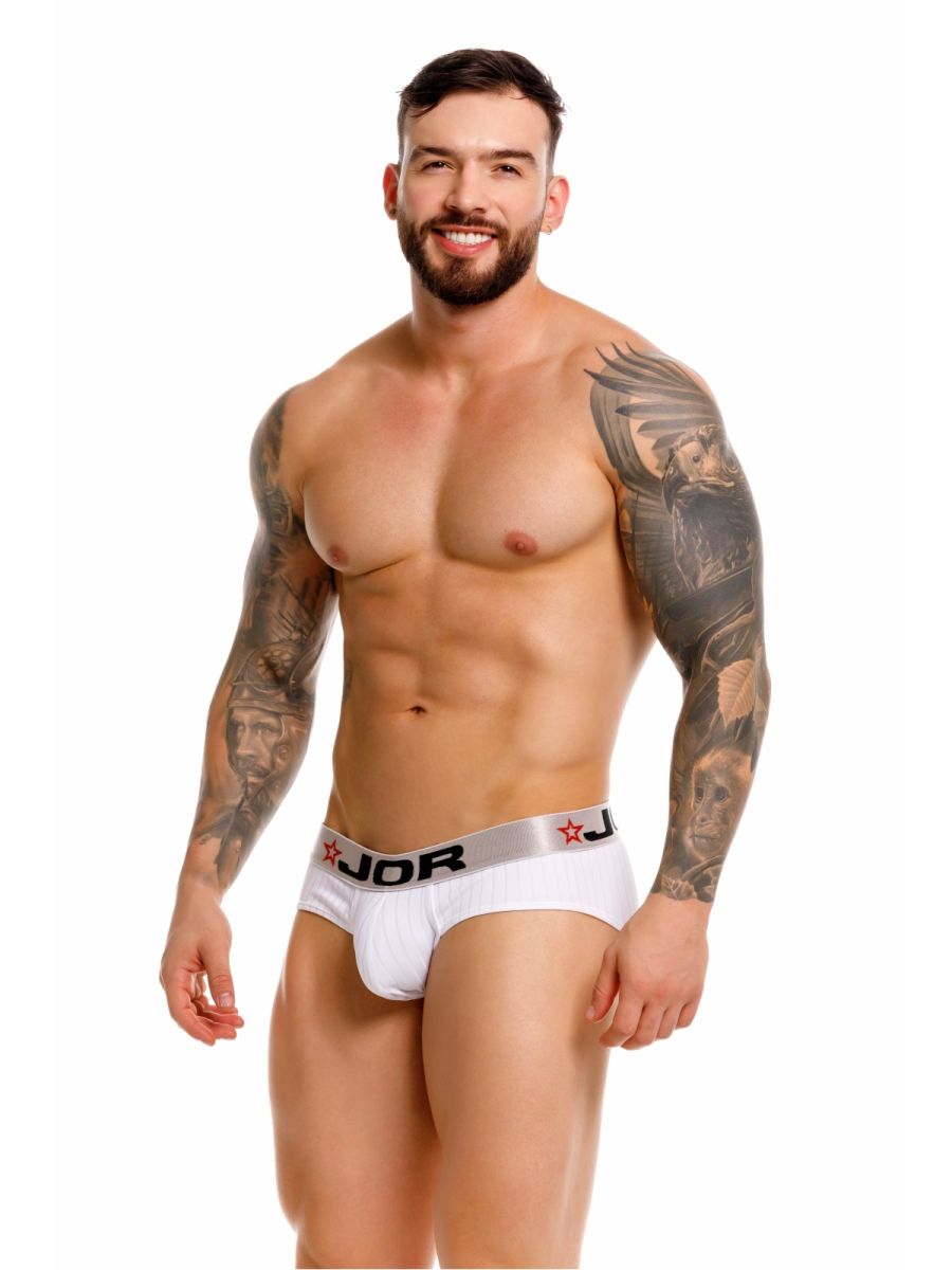 White men's brief from CITYBOYZ★USA, Jor Cronos 2331 premium underwear, showing the waistband and soft fabric.