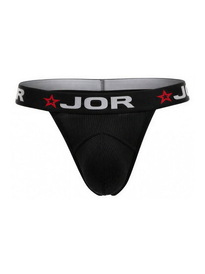 Black Jor Cronos Thong by CITYBOYZ★USA displayed on a model, showcasing its sleek design and minimal coverage.