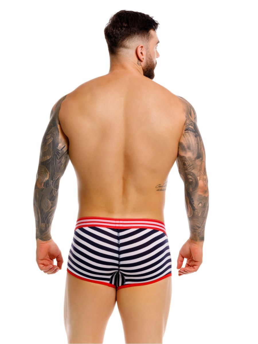 CityBOYZ USA Jor Santorini Trunk underwear with blue and white stripes, men's stylish trunk underwear, comfortable fit.