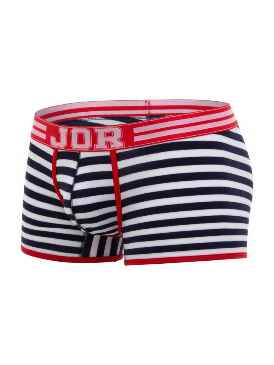 CityBOYZ USA Jor Santorini trunk underwear with blue and white stripes, snug fit, stylish men's trunk beneath clothing.
