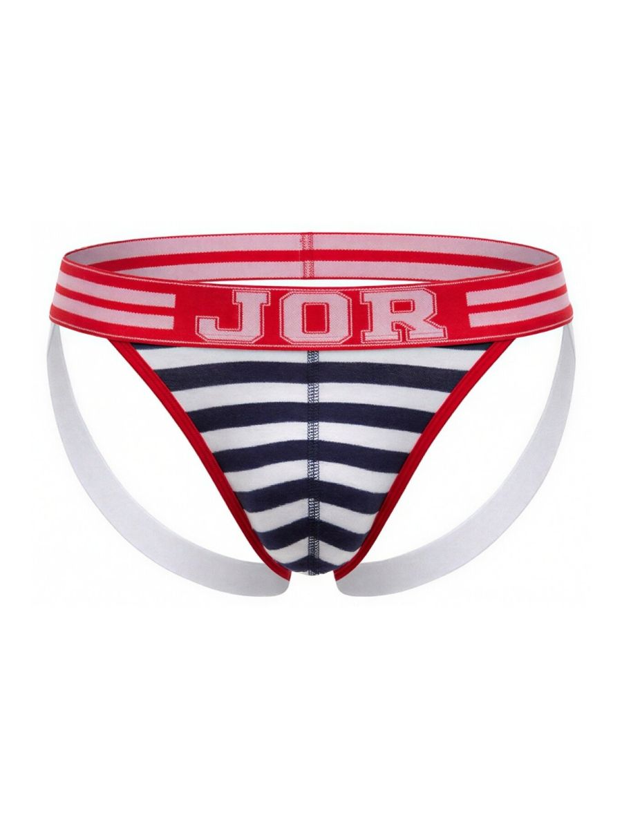 CityBOYZ USA Jor Santorini striped jockstrap with supportive design, featuring bold stripe pattern and comfortable fit.