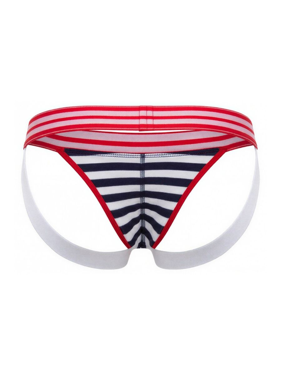 Jor Santorini Jockstrap by CITYBOYZ★USA featuring striped design and supportive fit, shown from the front view.