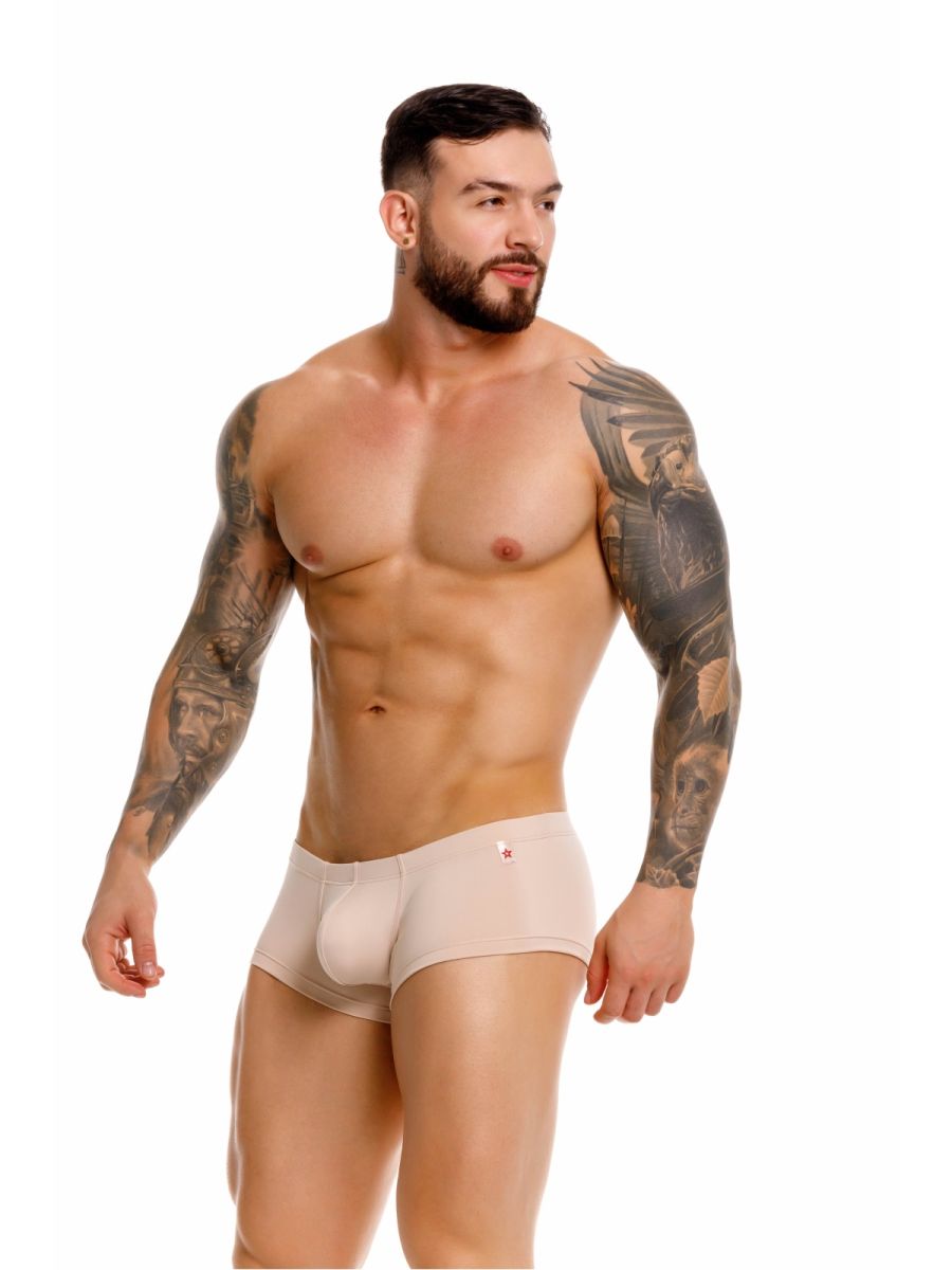 Beige men's Jor Invisible Trunk by CITYBOYZ★USA, comfortable underwear with seamless fit and soft fabric.