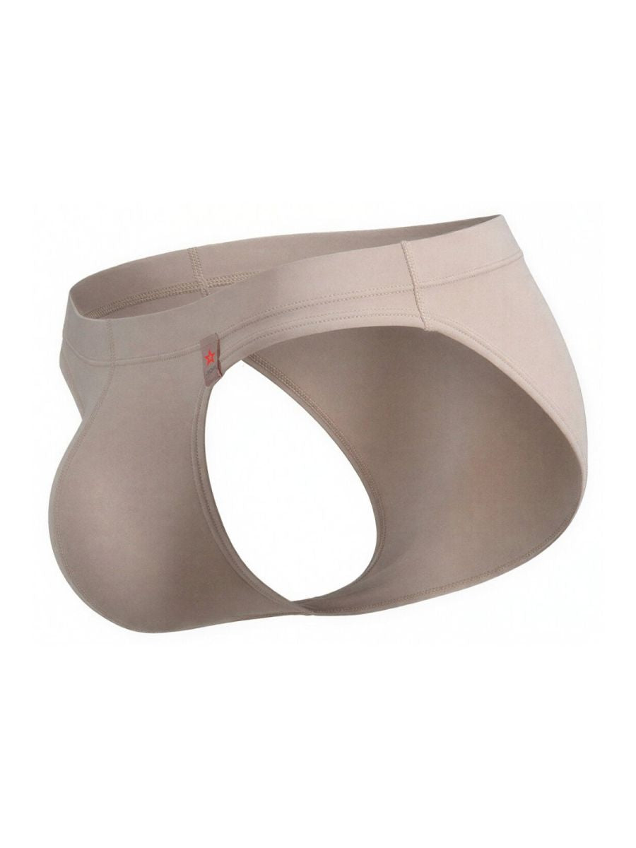 Beige Jor Invisible Bikini Underwear by CITYBOYZ★USA, shown on a model with smooth, seamless fabric for a discreet fit.