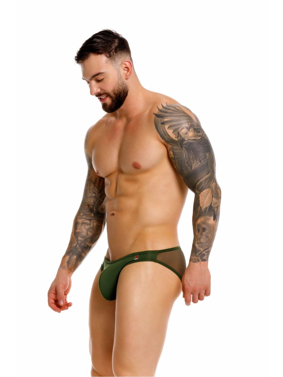 Green Jor Origin Bikini 2353 men's briefs by CITYBOYZ USA featuring a sleek, snug fit and minimal coverage.