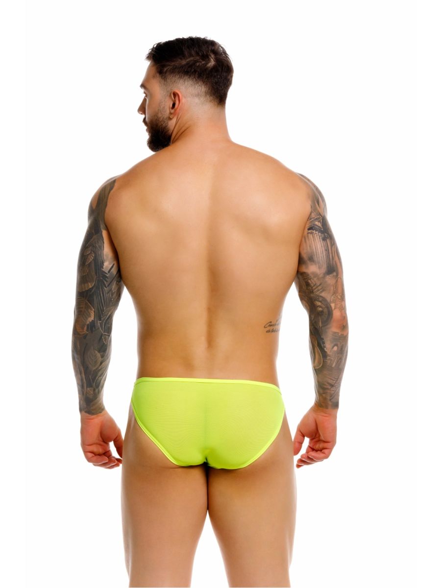Bright neon green CITYBOYZ USA Jor Origin Bikini 2353 men's briefs with a sleek, fitted design and minimal coverage.