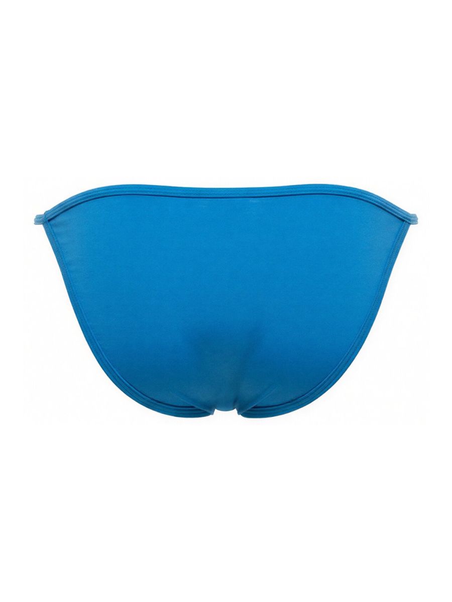 Turquoise men's bikini thong underwear by CITYBOYZ★USA, featuring a sleek fit and minimal coverage, model showcasing the product.