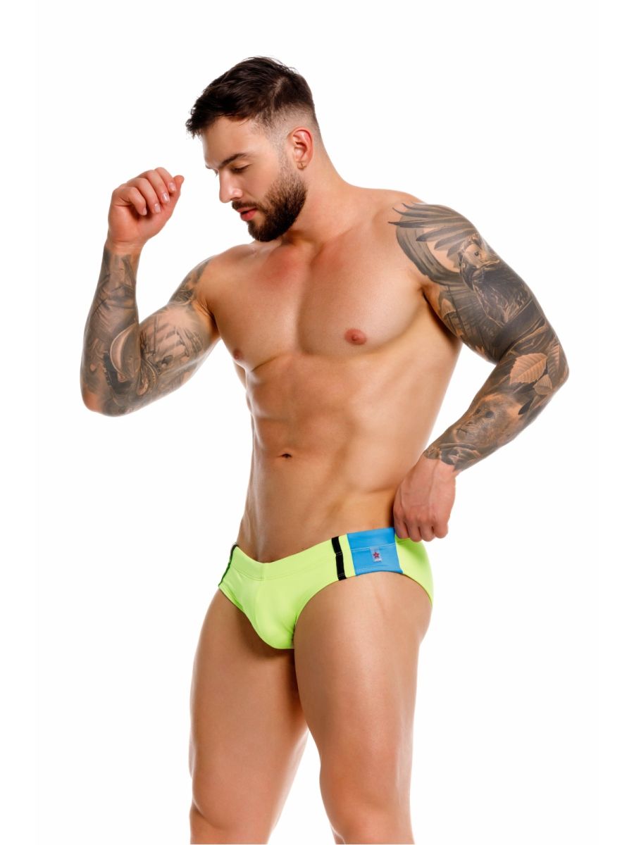 Green Jor Wind Swim Brief by CITYBOYZ★USA with sleek fit and stylish design, displayed on a neutral background.