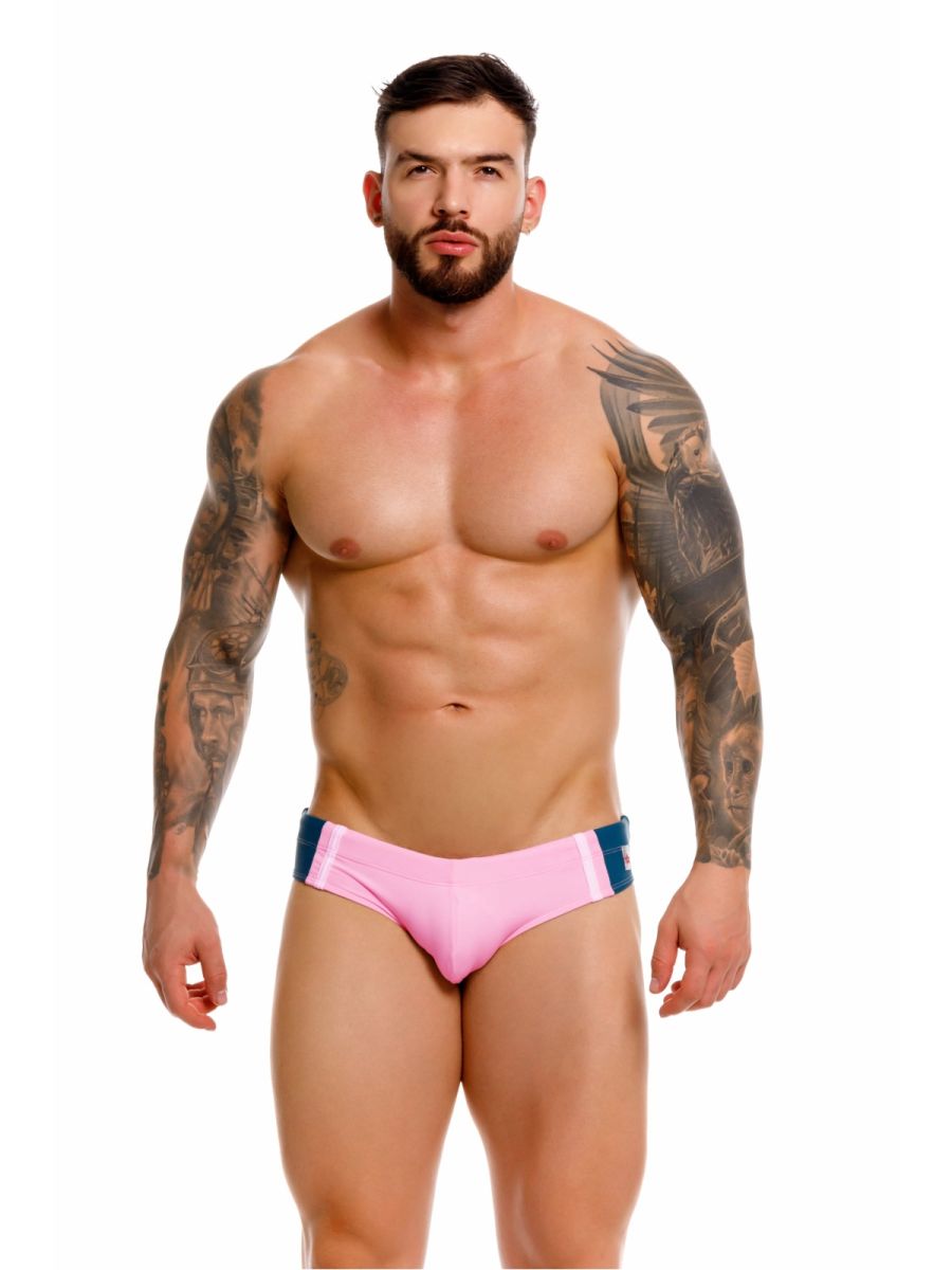 Pink Jor Wind Neon Swim Brief for men by CITYBOYZ★USA, featuring a vibrant, fitted design for swimming and beachwear.