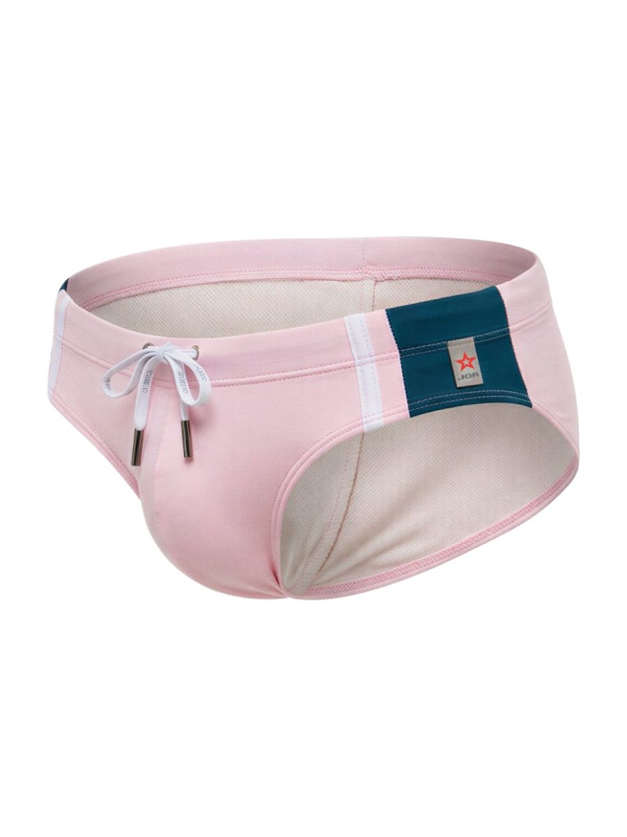Pink Jor Wind Neon Swim Brief for Men by CITYBOYZ★USA, featuring vibrant fabric and sporty fit for swimming or beachwear.
