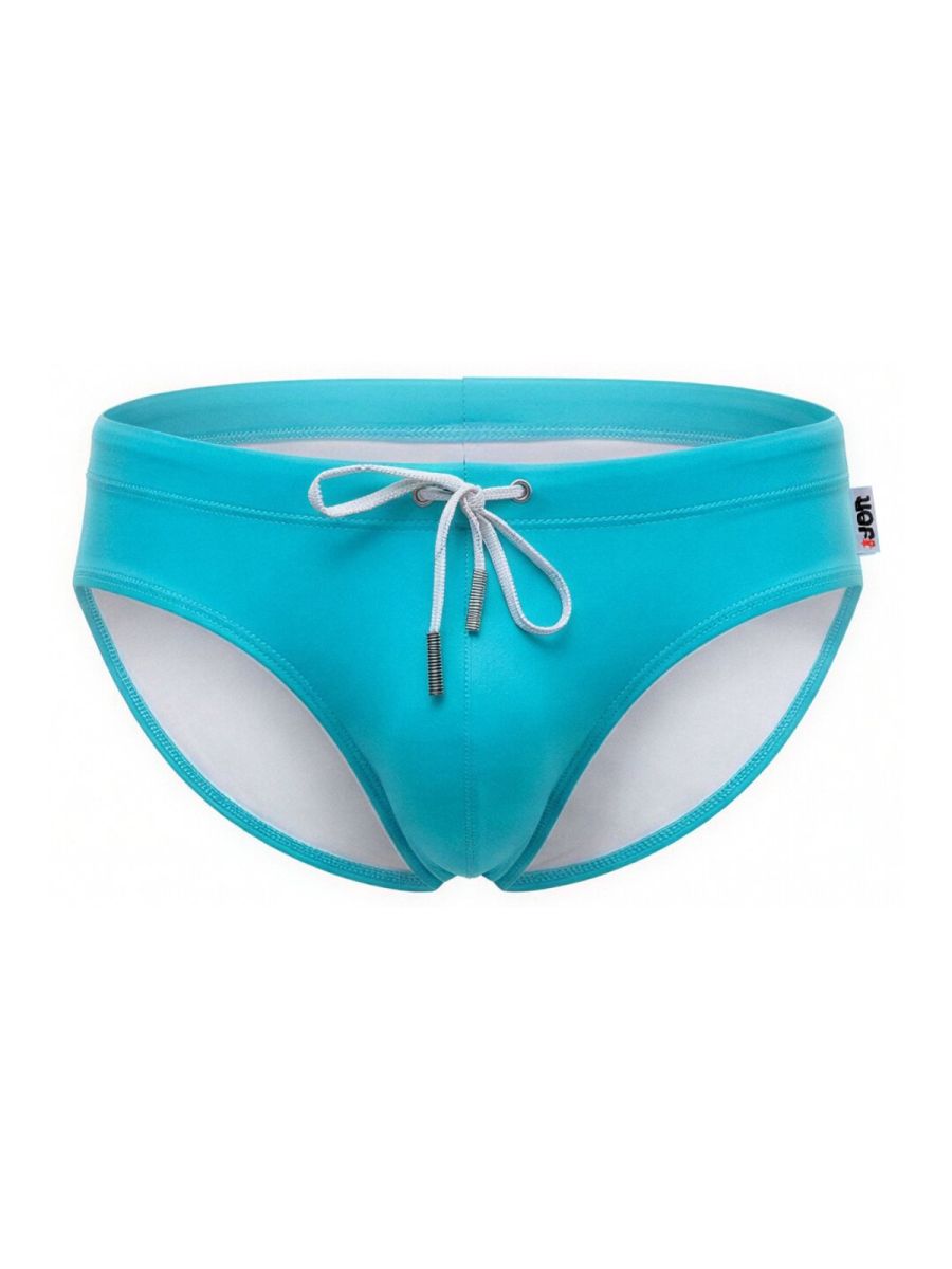 Men's turquoise neon swim brief by CITYBOYZ★USA, Jor Travel Swim Brief 2387, featuring a snug fit and vibrant color.
