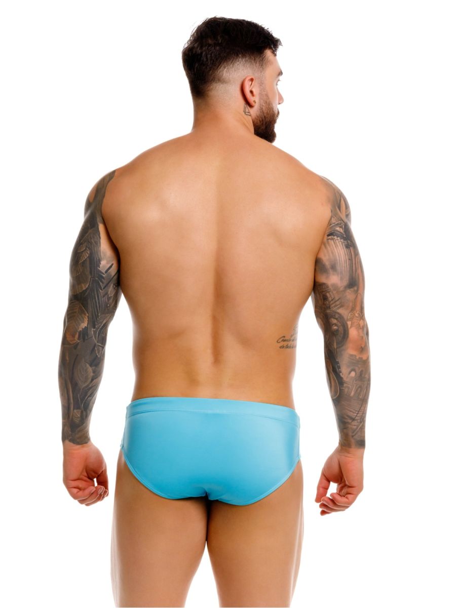 Men's turquoise neon swim brief by CITYBOYZ★USA, featuring a fitted swim brief design perfect for beach and pool activities.