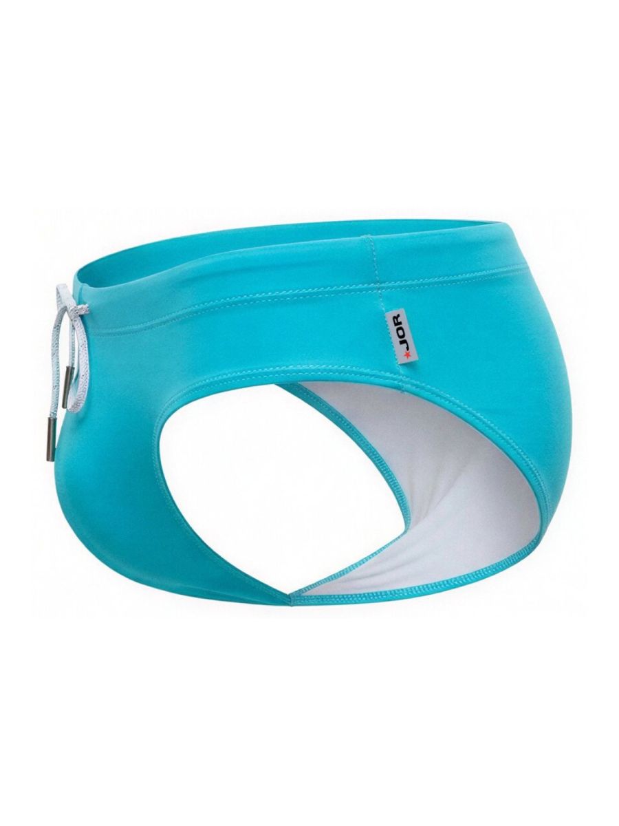 Turquoise men's neon swim brief by CITYBOYZ★USA, designed for comfortable swimwear, featuring a sleek, fitted style.