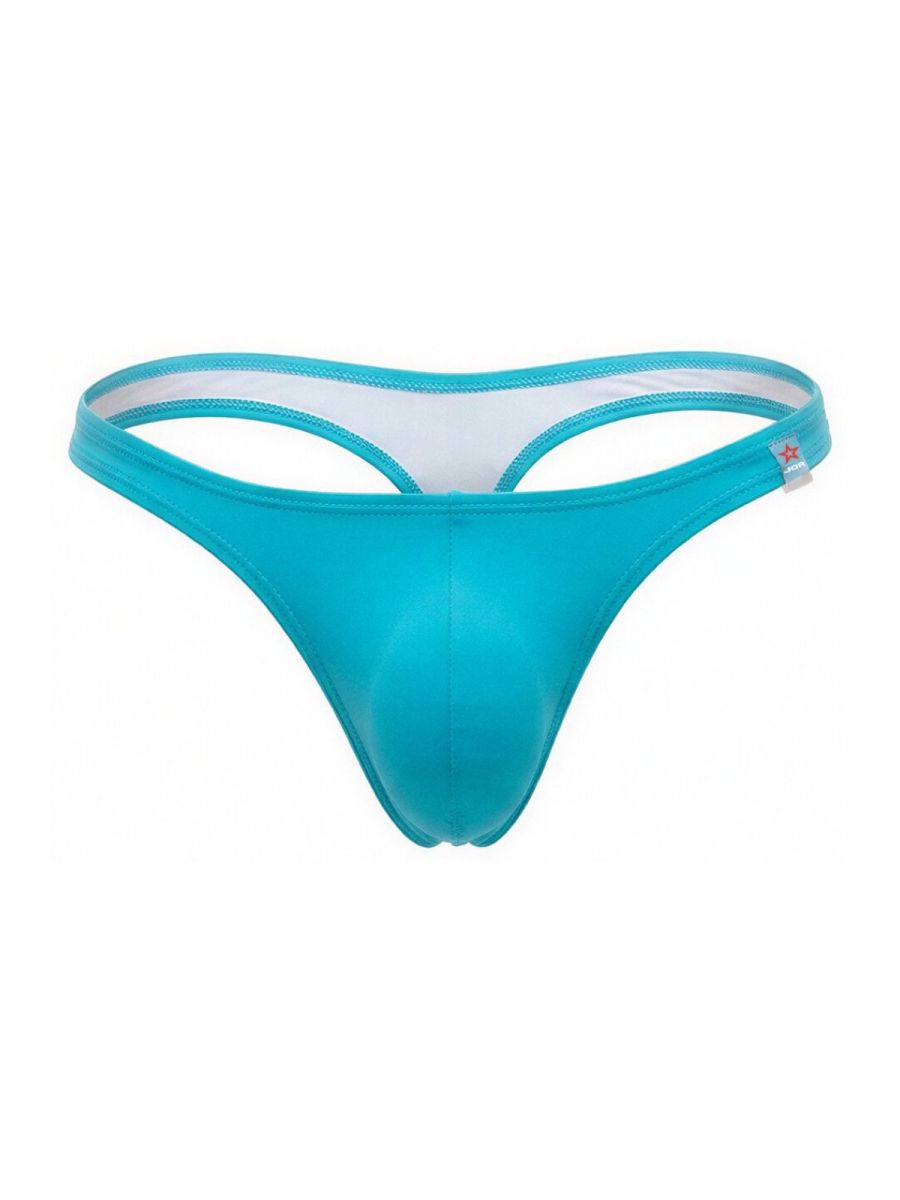 Turquoise Jor Travel Swim Thong by CITYBOYZ★USA displayed on a model, showcasing its sleek design and comfortable fit.
