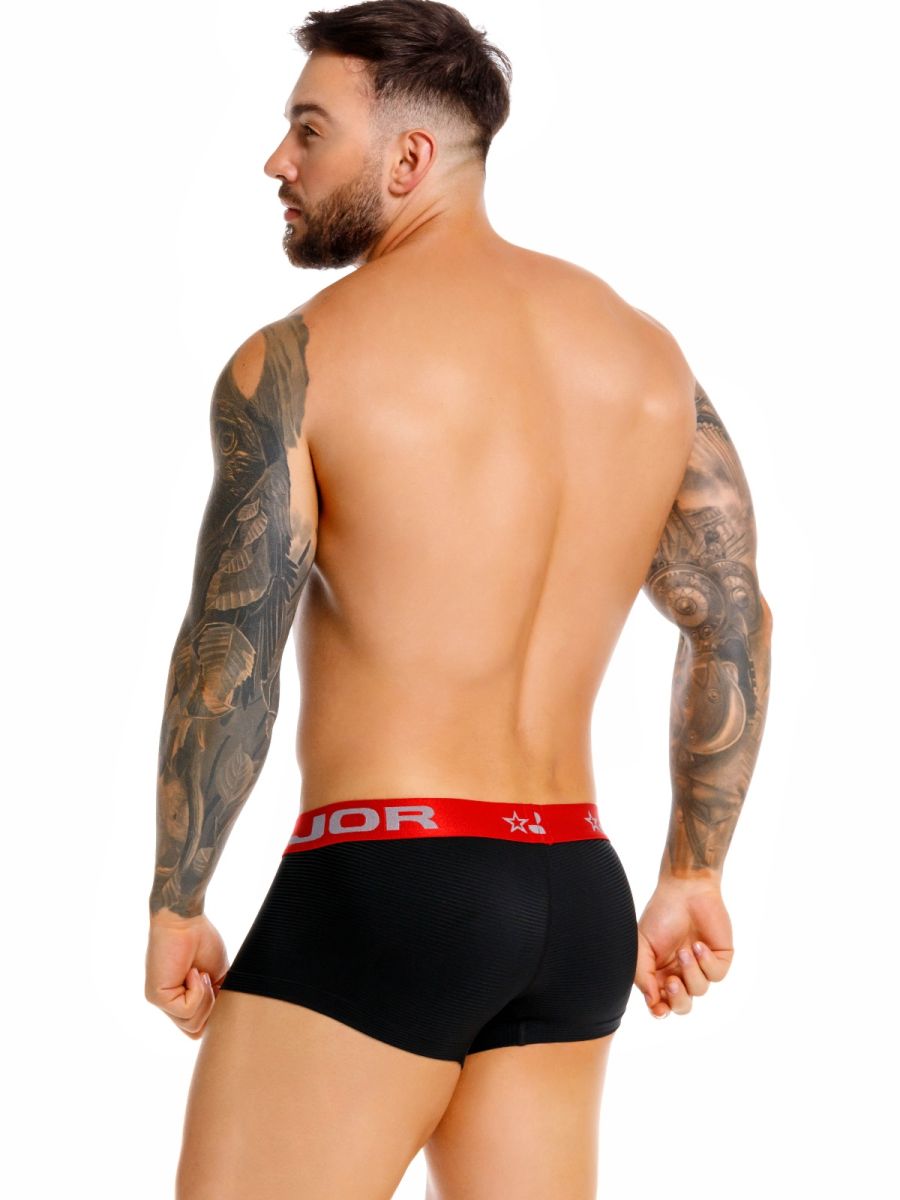Black Jor Astor trunk by CITYBOYZ★USA with sturdy design and metal accents, shown from front view.