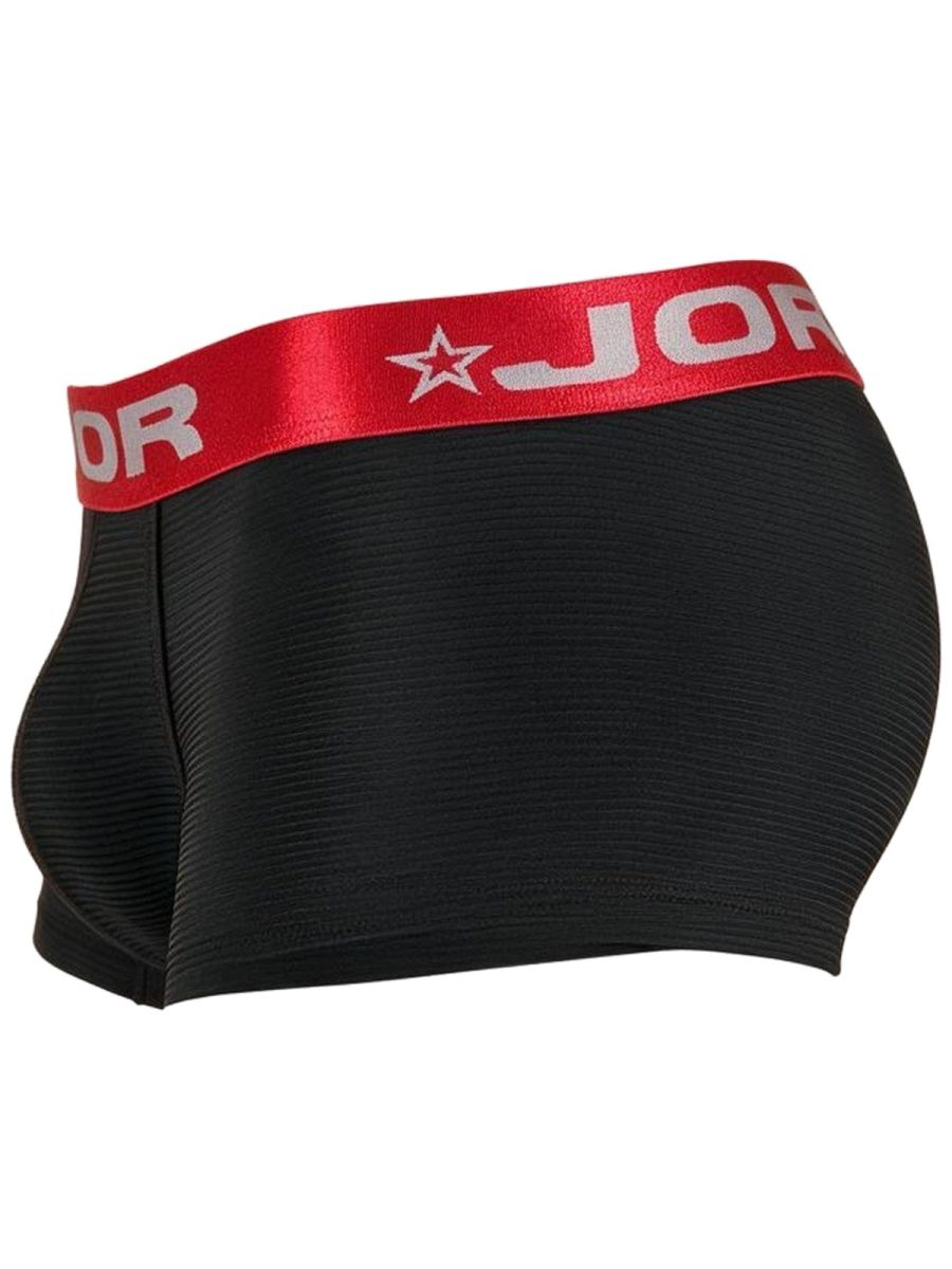 Black Jor Astor trunk by CITYBOYZ★USA with sturdy leather handles and metal latches, showcasing a spacious vintage-inspired storage design.