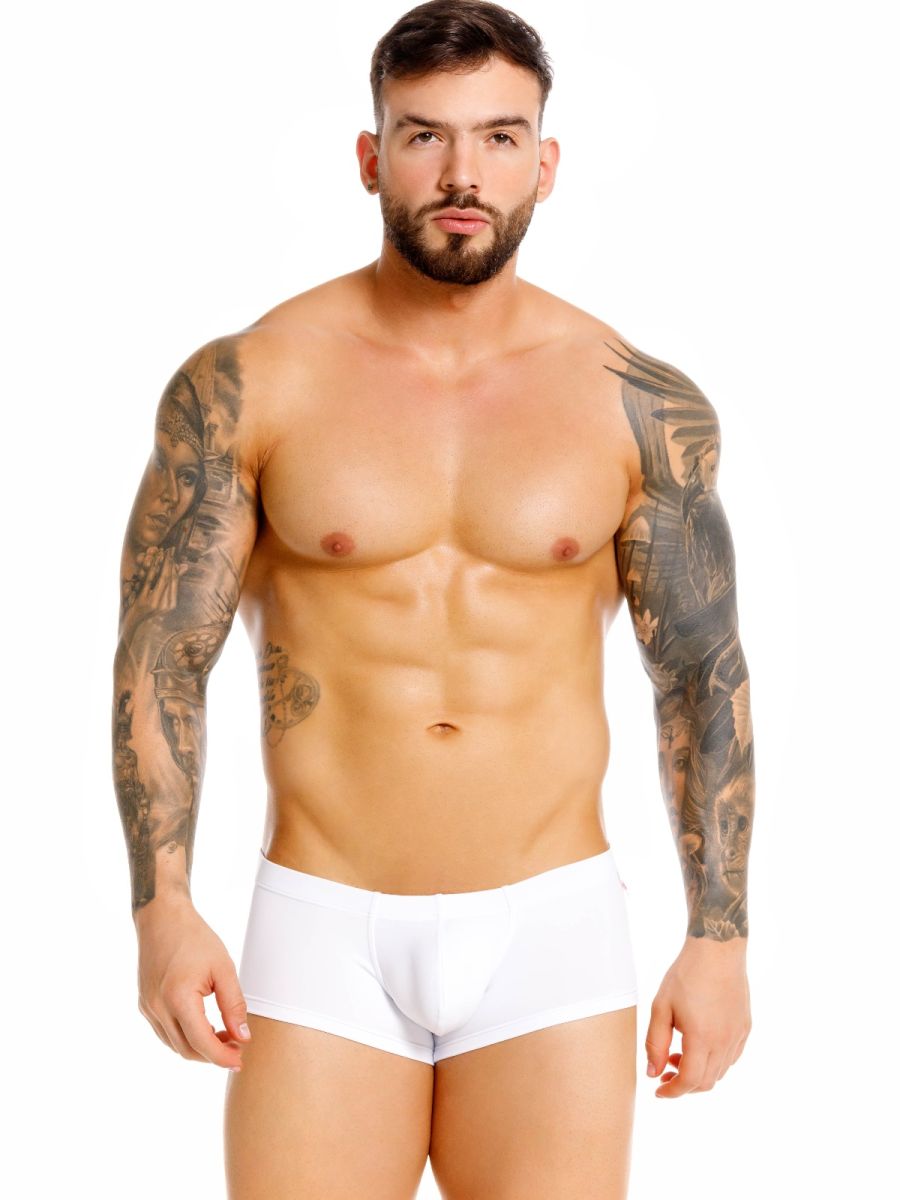 White Jor Invisible Trunk by CITYBOYZ★USA, a seamless men's underwear trunk with a smooth, invisible fit and soft fabric.