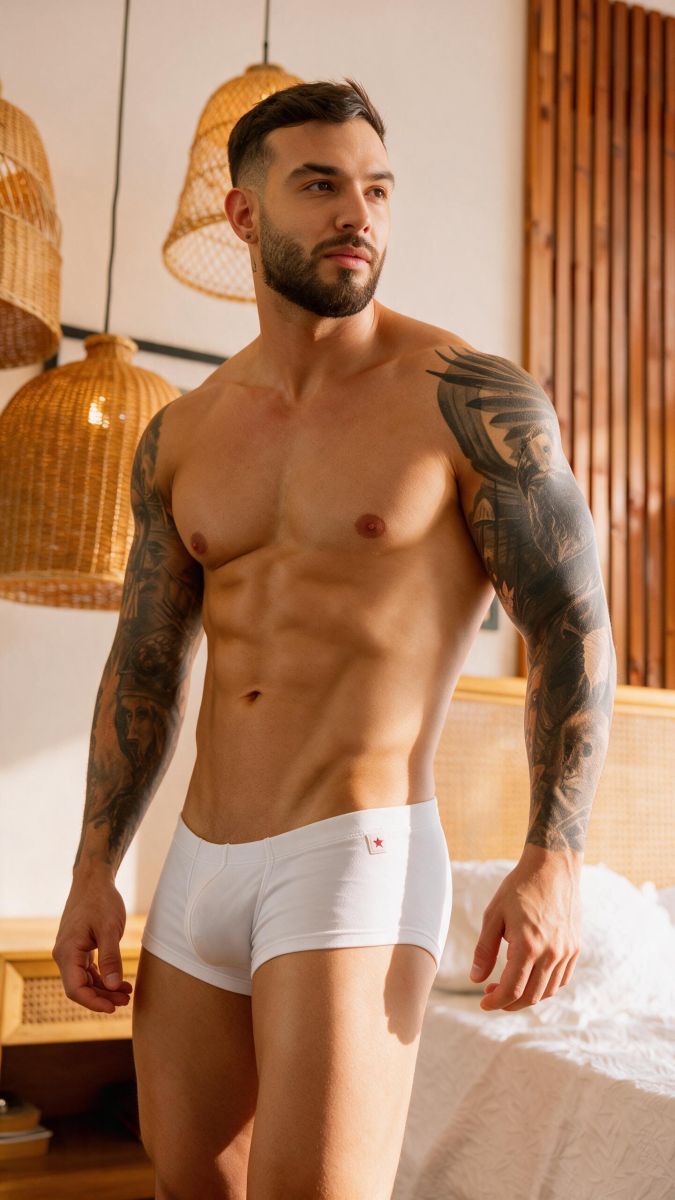White Jor Invisible Trunk by CITYBOYZ★USA shown on a model, highlighting its seamless design and comfortable fit.