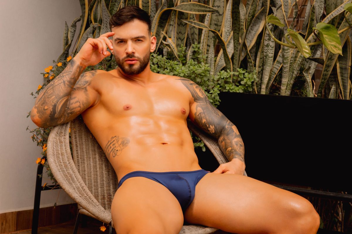 Blue CITYBOYZ★USA Jor Origin Thong brief, close-up of smooth fabric and minimal design for comfortable wear.