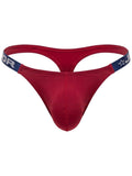 Wine-colored Jor Eros thong by CITYBOYZ★USA, featuring a slim fit and minimal coverage, shown on white background.