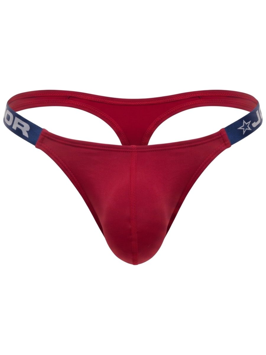 Wine-colored Jor Eros thong by CITYBOYZ★USA, featuring a slim fit and minimal coverage, shown on white background.