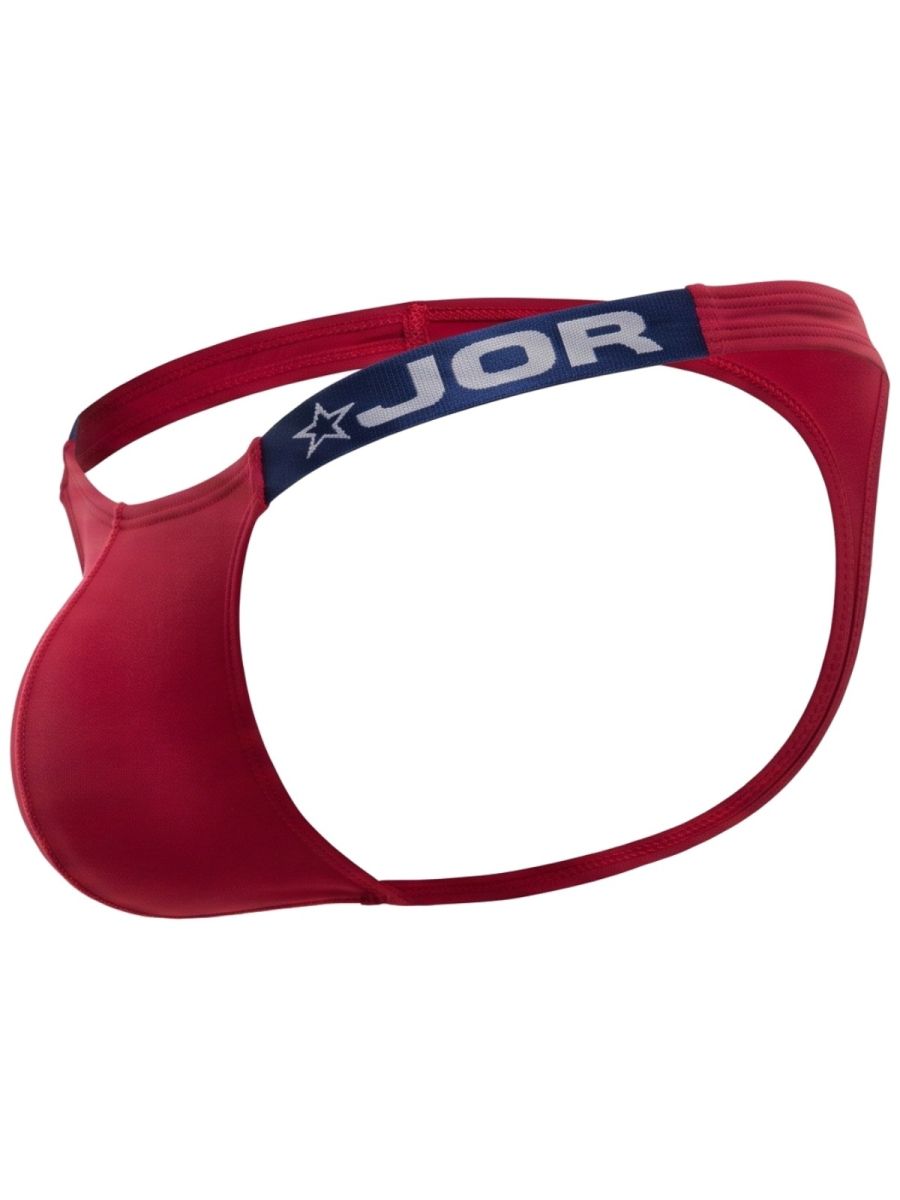 Wine-colored Jor Eros thong by CITYBOYZ★USA, featuring smooth fabric and minimal coverage, displayed on a neutral background.