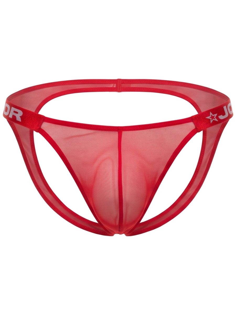 Red JOR Frost Jockstrap by CITYBOYZ★USA with supportive waistband and athletic design, shown on a model.