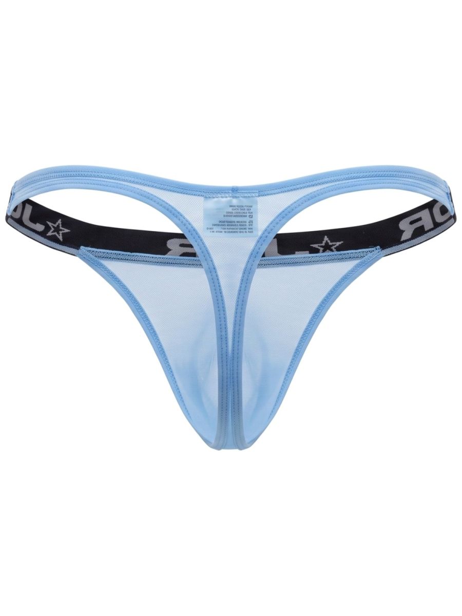 Blue CITYBOYZ★USA Jor Frost Thong jockstrap with supportive waistband and sleek design on white background.