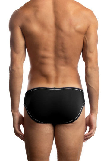 Black Jack Adams LUX Profile Brief with piping, men's underwear from CITYBOYZ★USA, showing the back view with piping details.
