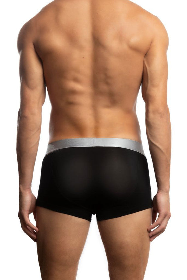 Black Jack Adams Zen Modal Trunk boxer briefs by CITYBOYZ★USA, shown on a model with a close-up view of the waistband.
