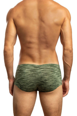 CityBOYZ USA Jack Adams filament streamlined boxer brief in nature green, showing the snug fit and soft fabric.