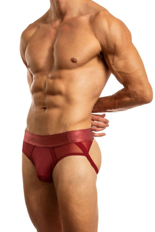 Jack Adams monochrome mesh jock brief from CITYBOYZ★USA, featuring sheer breathable mesh fabric and a comfortable, stylish fit.