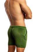 CITYBOYZ★USA Jack Adams Roddy crochet knit shorts in army green, featuring a relaxed fit and stylish design.