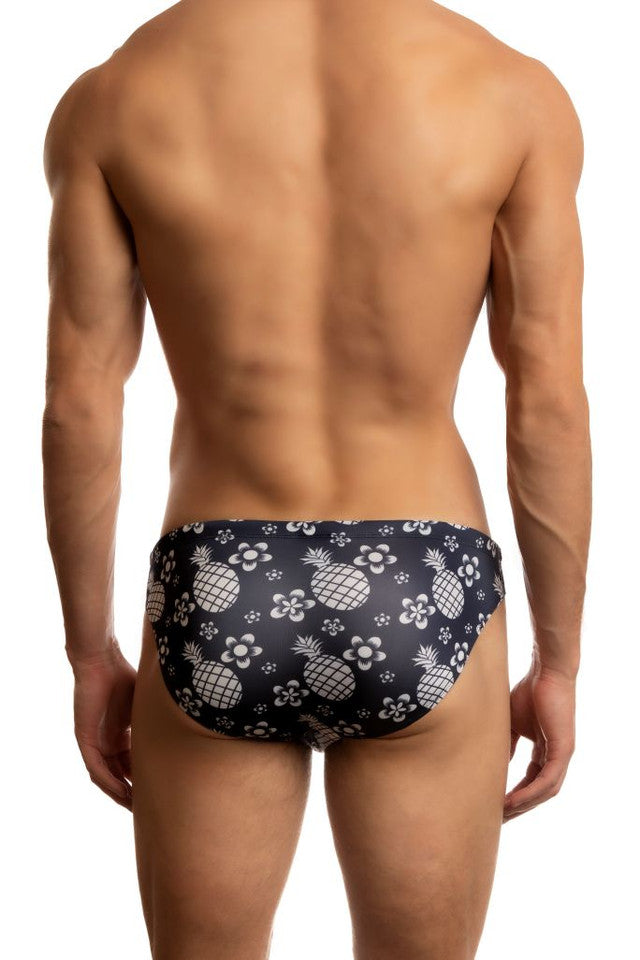 CityBOYZ USA Jack Adams Hanalei Bay low-rise pineapple print swim brief, stylish men's swimwear for beach and pool.