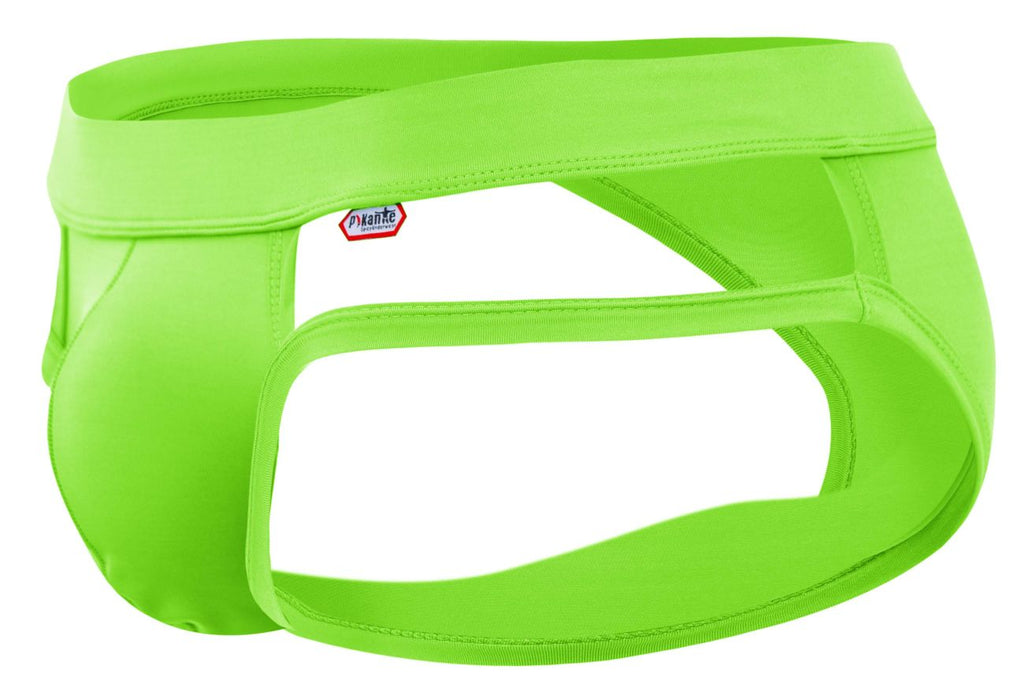 Bright neon green Pikante Lenox brief by CITYBOYZ★USA, showcasing a snug fit and vibrant color design.