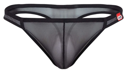 Black Pikante Amusing Thong by CITYBOYZ★USA, featuring sleek fabric and minimal design, displayed on a mannequin or model.