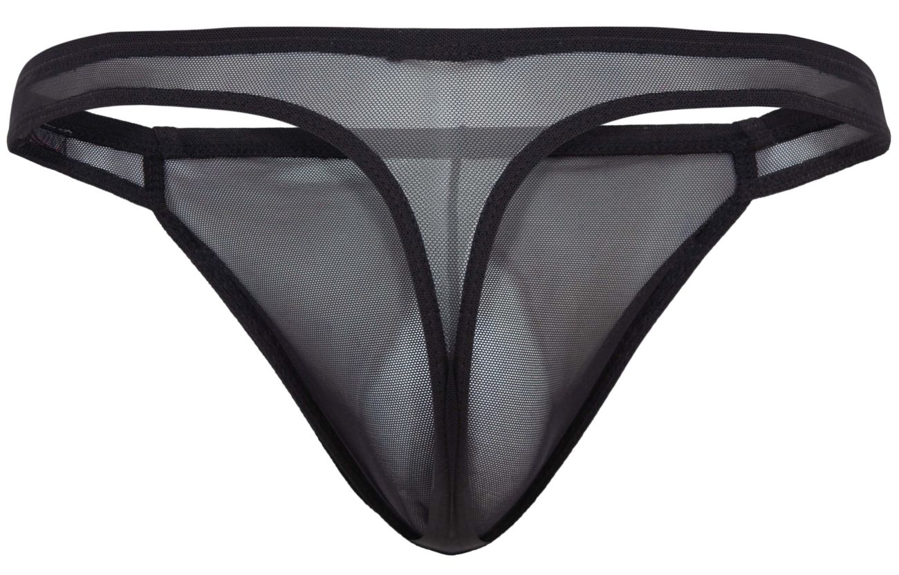 Black Pikante Amusing Thong by CITYBOYZ★USA featuring sheer mesh material and minimal design for men.