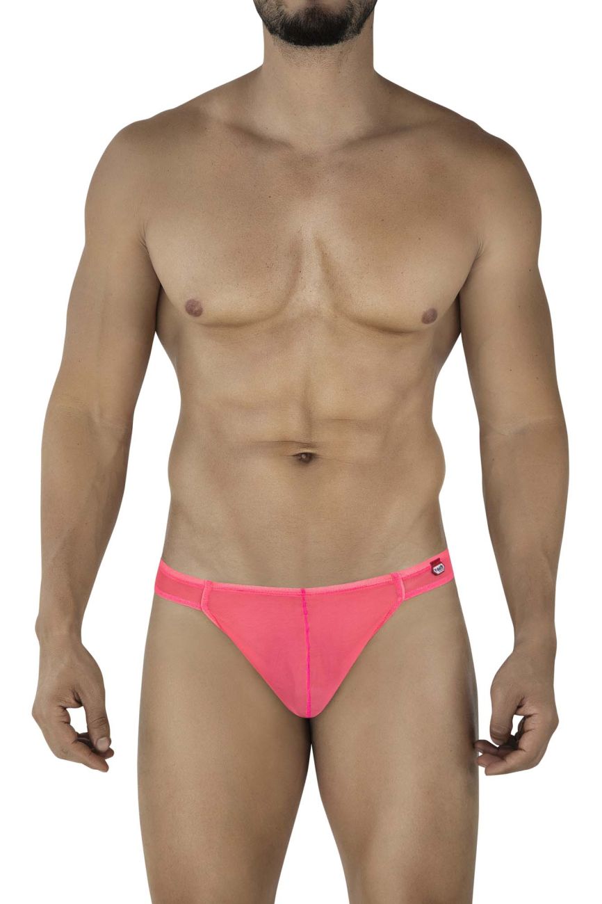 Fuchsia sheer mesh thong for men by CITYBOYZ★USA, featuring a revealing, comfortable design with minimal coverage.