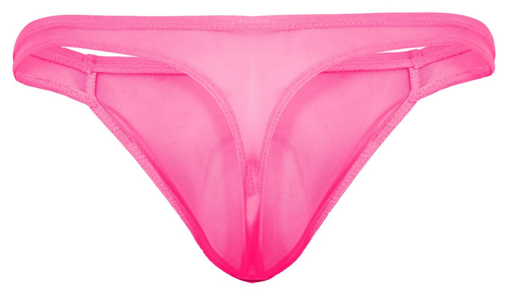 Fuchsia sheer mesh men's thong from CITYBOYZ★USA, featuring a comfortable, stylish design with the Pikante Amusing Thong label.