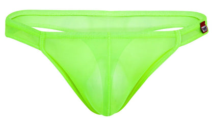 Neon green Pikante amusing thong by CITYBOYZ★USA featuring playful design and comfortable fit, displayed on a plain background.