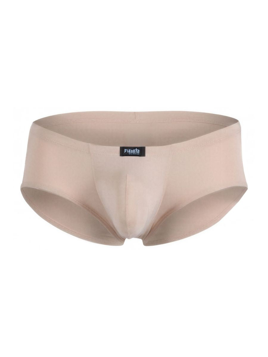 Beige Pikante Thot Trunk by CITYBOYZ USA, featuring stylish design and comfortable fit, shown on a model.