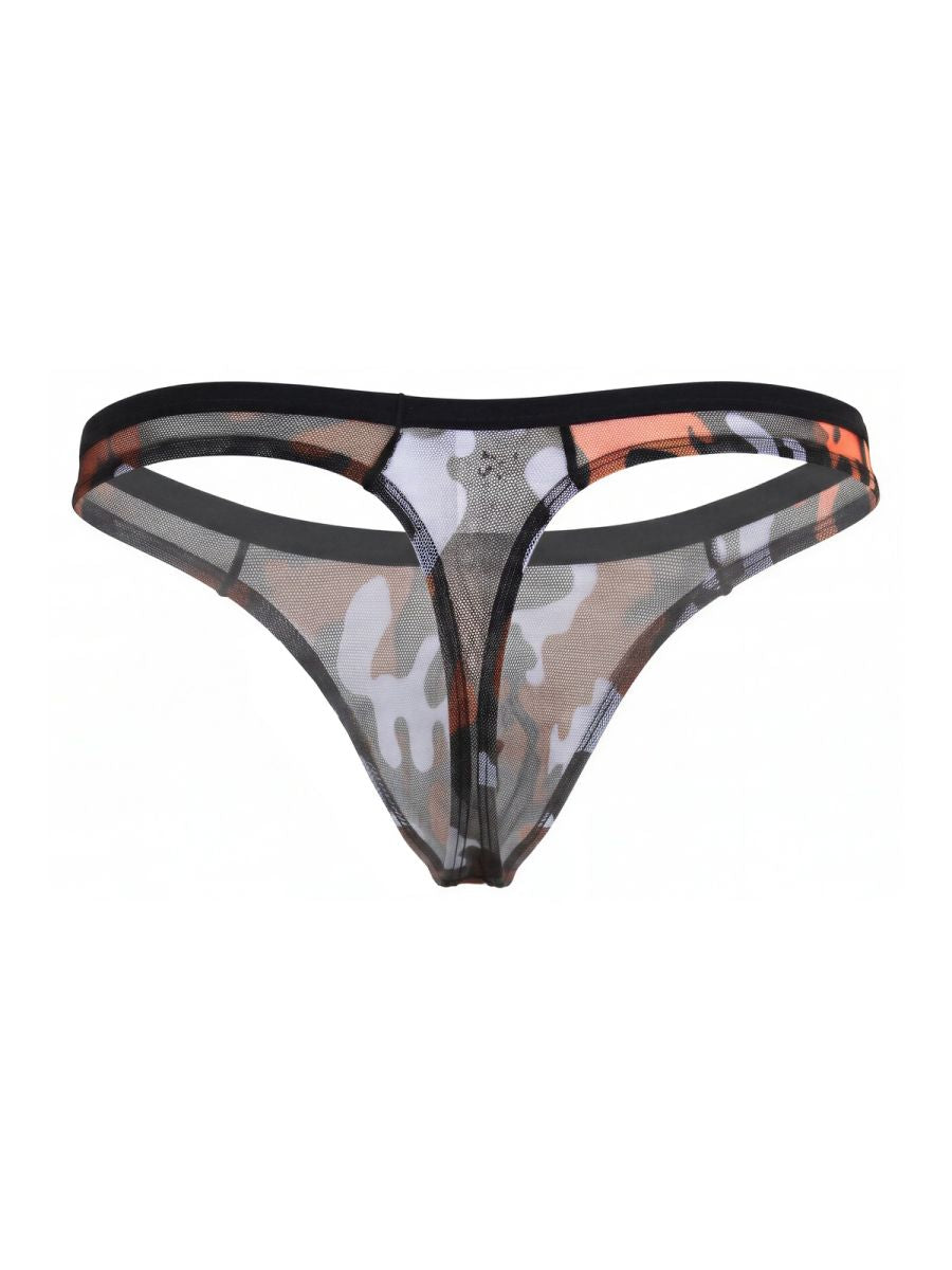 Multi-colored Pikante Cam thong from CITYBOYZ★USA featuring vibrant fabric and minimal coverage, displayed on a white background.